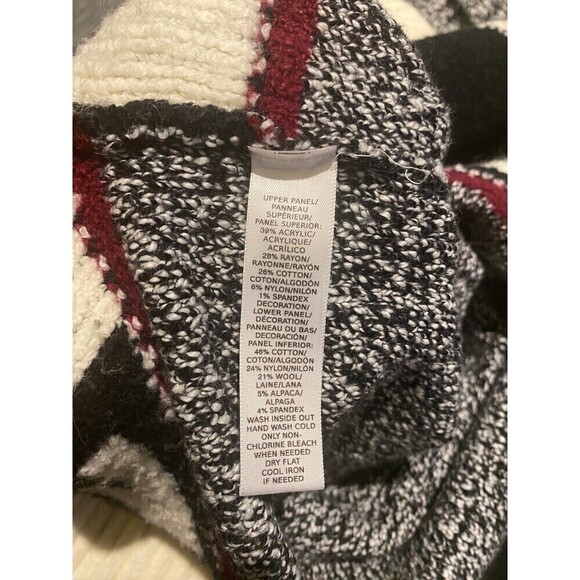 LOFT Turtle Neck Tunic Vest Sweater Size XS/S Oversized Cream/Black\Red - Picture 12 of 12